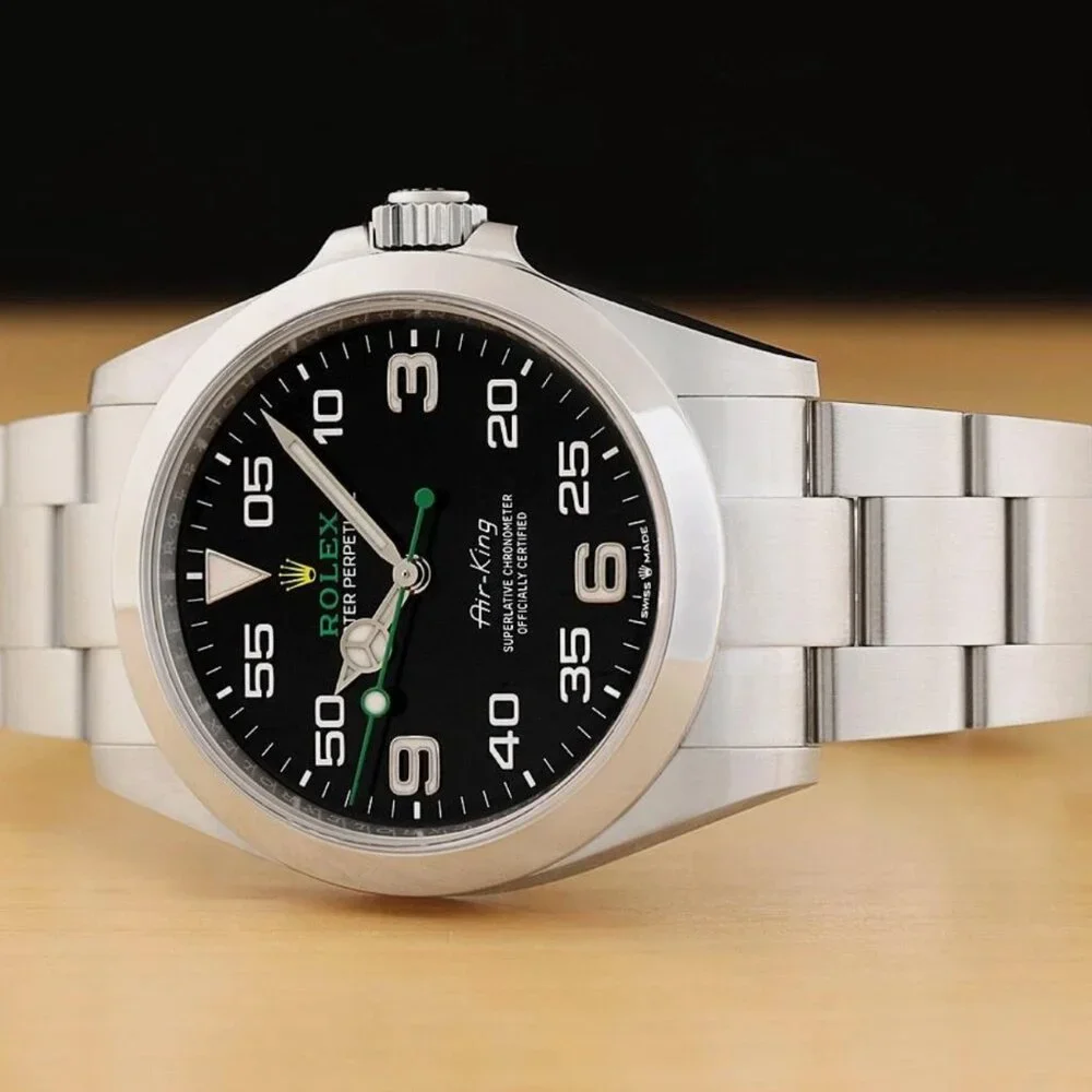 NEW ROLEX AIR-KING 40MM GREEN BLACK STAINLESS STEEL WATCH WITH BOX